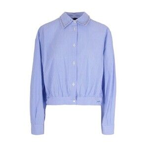 Pinko Cropped Lightweight Cotton Shirt With Vertical Stripes - NWT